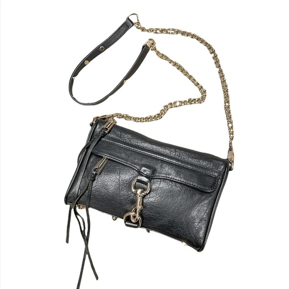EUC Rebecca Minkoff Mini M.A.C. Crossbody Black Genuine Leather Gold Hardware - Picture 7 of 16